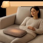 Une mise en scène premium montrant un coussin chauffant dans un intérieur apaisant. L’image évoque le confort ciblé, la récupération et l’usage discret au quotidien.