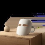 Illustration d’un masque de luminothérapie dans un univers premium et minimaliste, pensé pour une routine d’éveil maîtrisée. L’ambiance met en valeur le confort, la simplicité d’usage et le format compact.