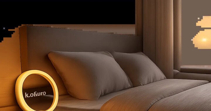 Une scène de chambre premium au lever du jour, illustrant une alarme de réveil douce et lumineuse. L’ambiance évoque une transition calme entre sommeil et éveil, sans brutalité ni stress.